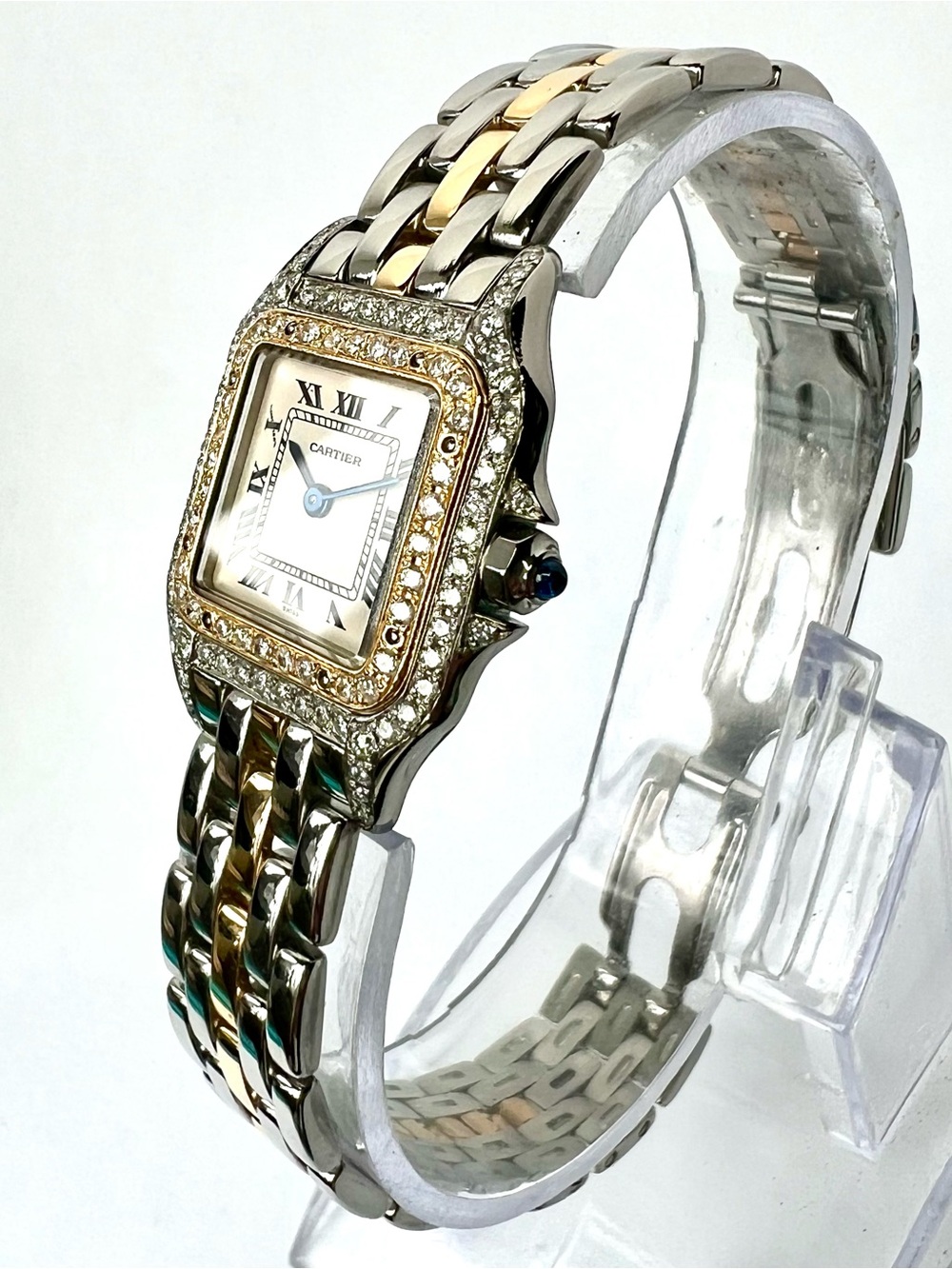 CARTIER PANTHERE Quartz 23mm 1 Row Gold 0.86TCW DIAMOND Watch Cream Dial - Picture 3 of 7